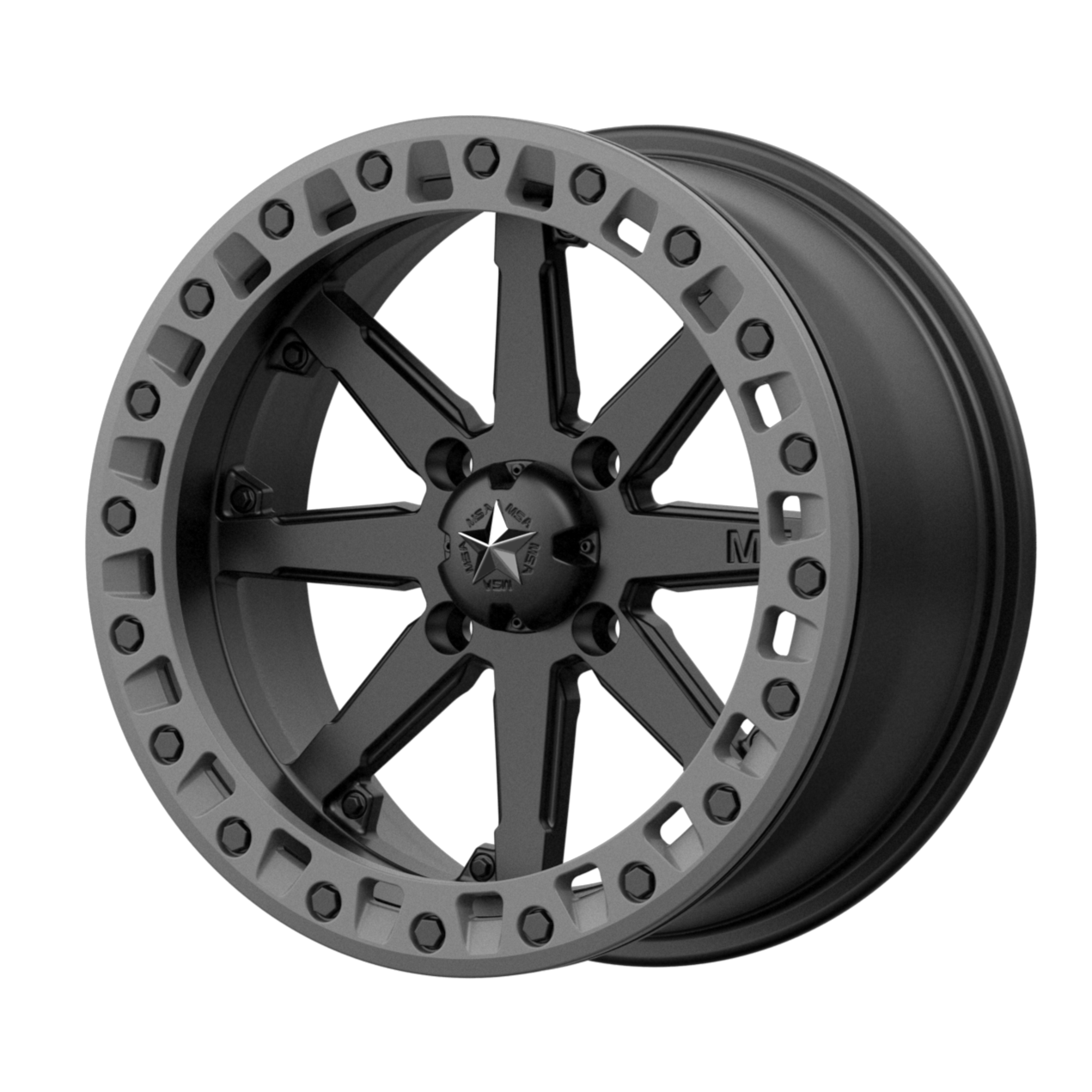 MSA Offroad Wheels M31 LOK2 14x7 0 4x137/4x137 Satin Black Matte Gray Ring
