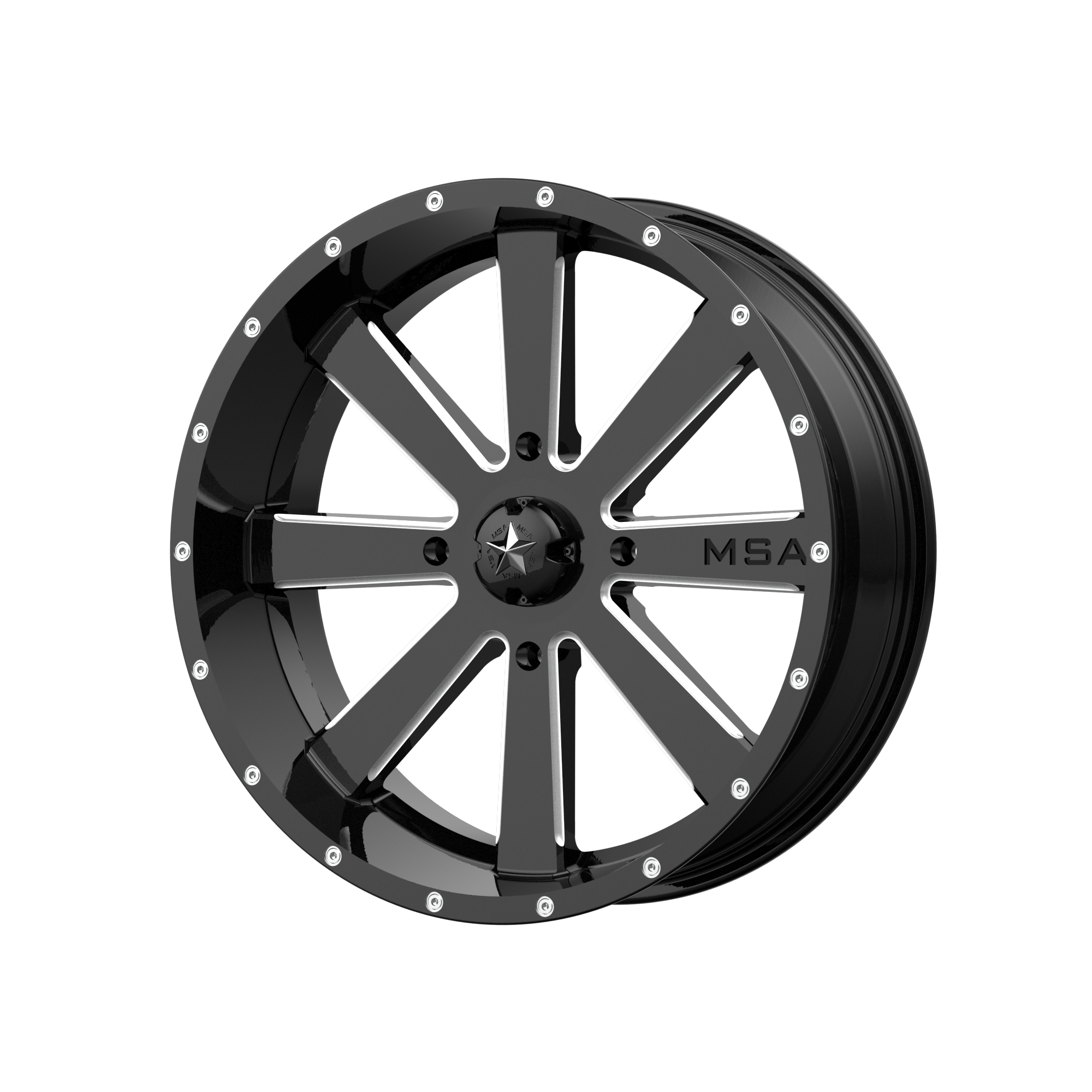 MSA Offroad Wheels M34 FLASH 18x7 0 4x156/4x156 Gloss Black Milled