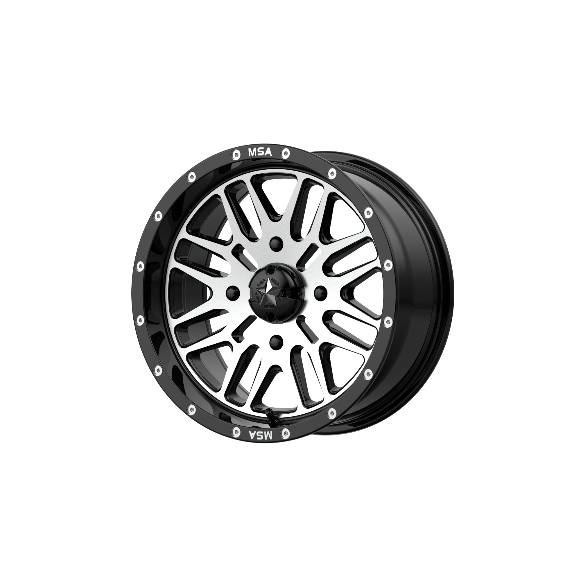 MSA Offroad Wheels M38 BRUTE 22x7 10 4x137/4x137 Gloss Black Machined