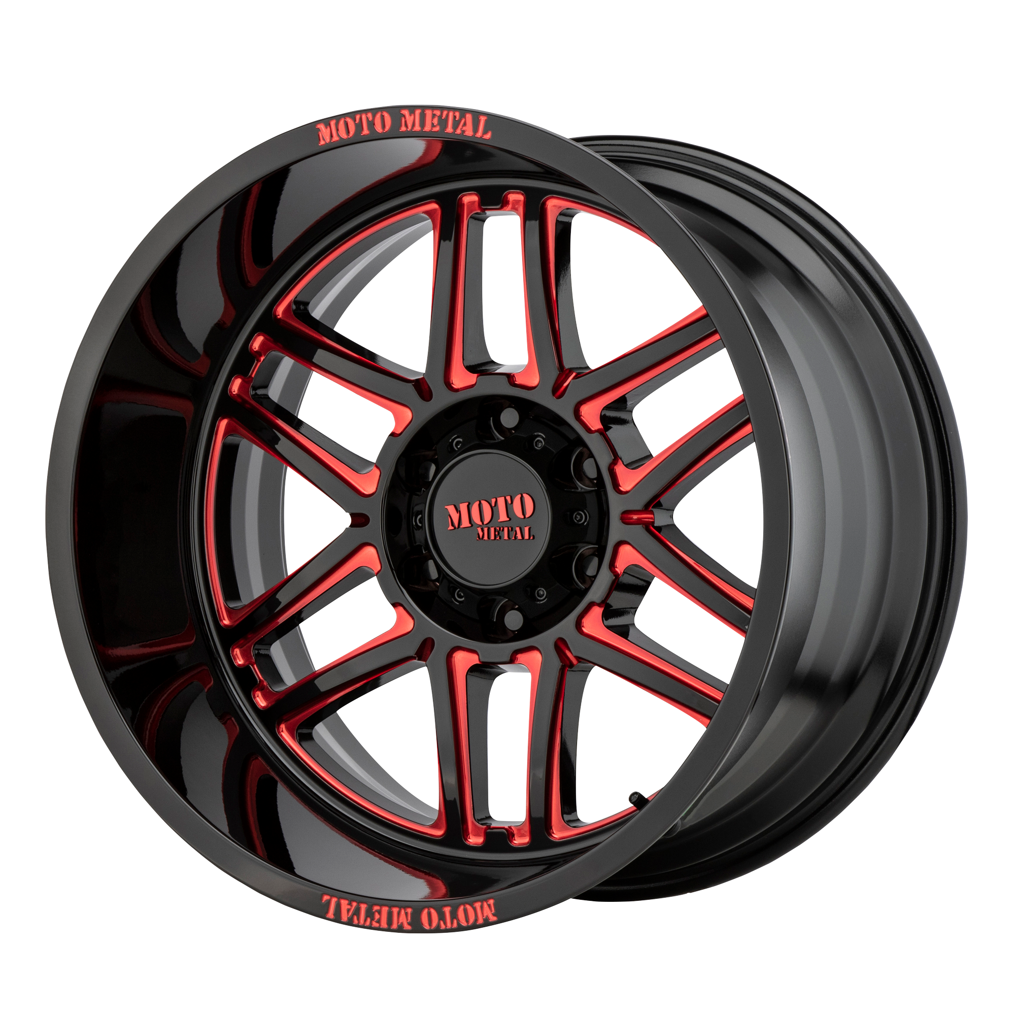 Moto Metal MO992 FOLSOM 20x10 -18 8x170/8x6.7 Gloss Black Milled With Red Tint