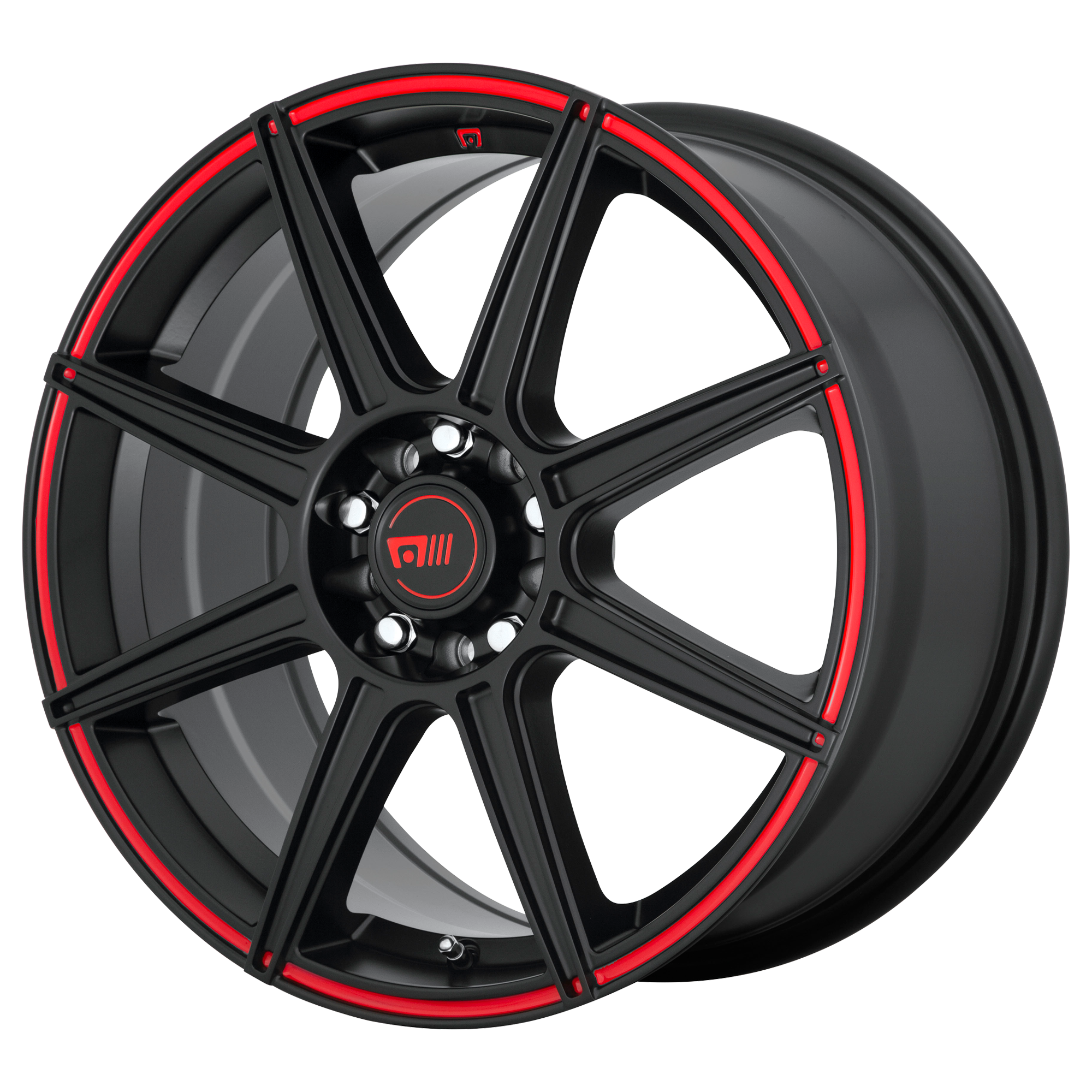Motegi MR142 CS8 16x7 40 5x108/5x114.3/5x4.25/4.5 Satin Black With Red Stripe