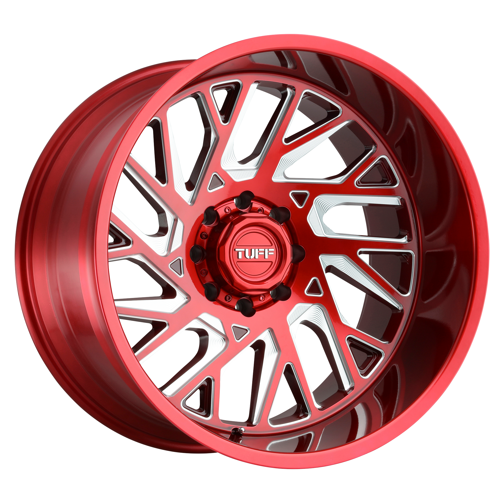 Tuff T4B 24X14 -72 6X139.7/6X5.5 CANDY RED W/ MILLED SPOKE