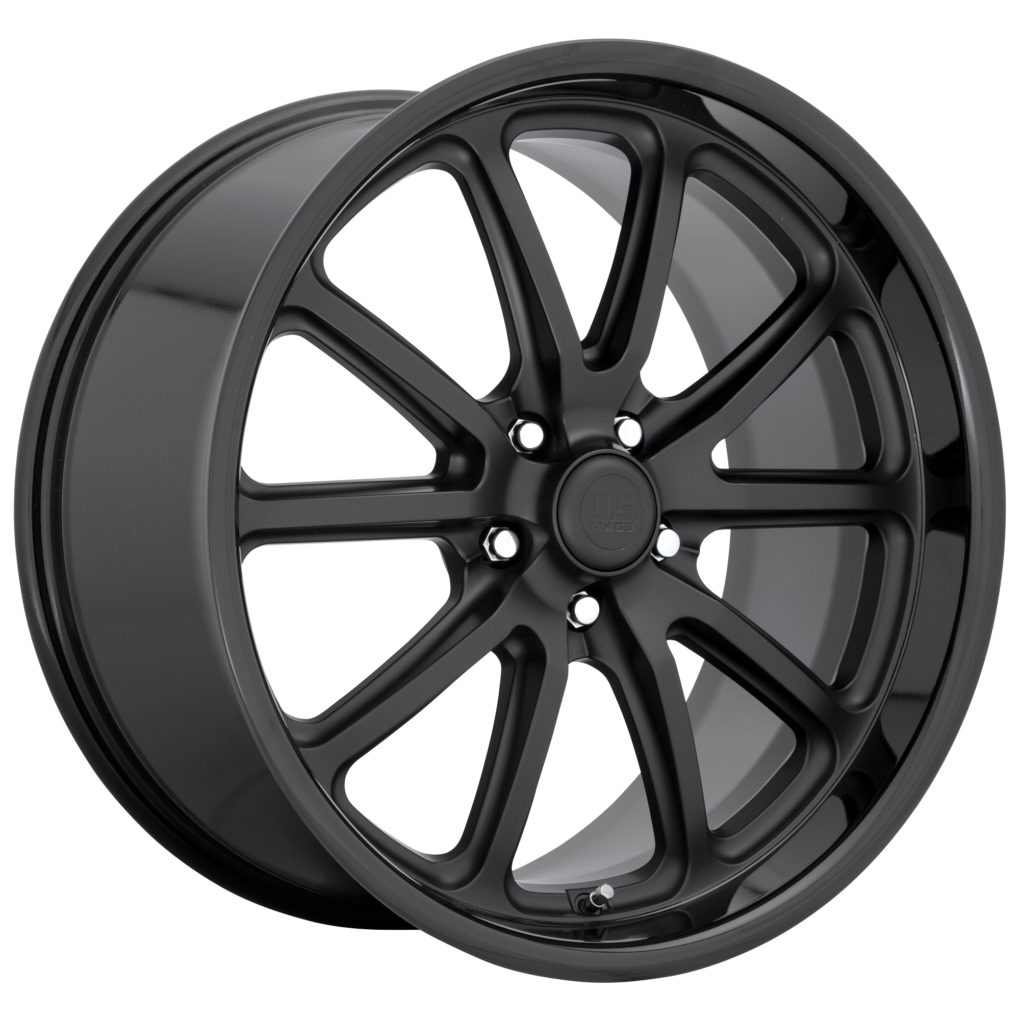 US Mag 1PC U123 RAMBLER 20x8.5 15 5x115/5x115 GLOSS BLACK MATTE BLACK