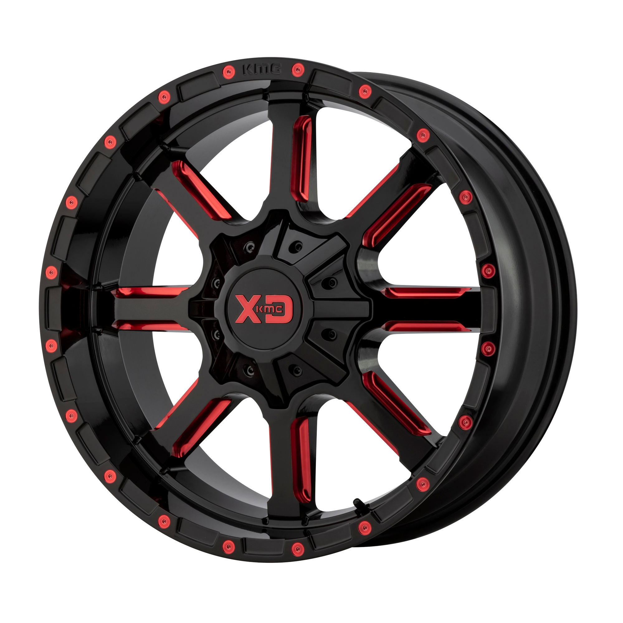 XD XD838 MAMMOTH 24x14 -76 BLANK/BLANK Gloss Black Milled With Red Tint Clear Coat