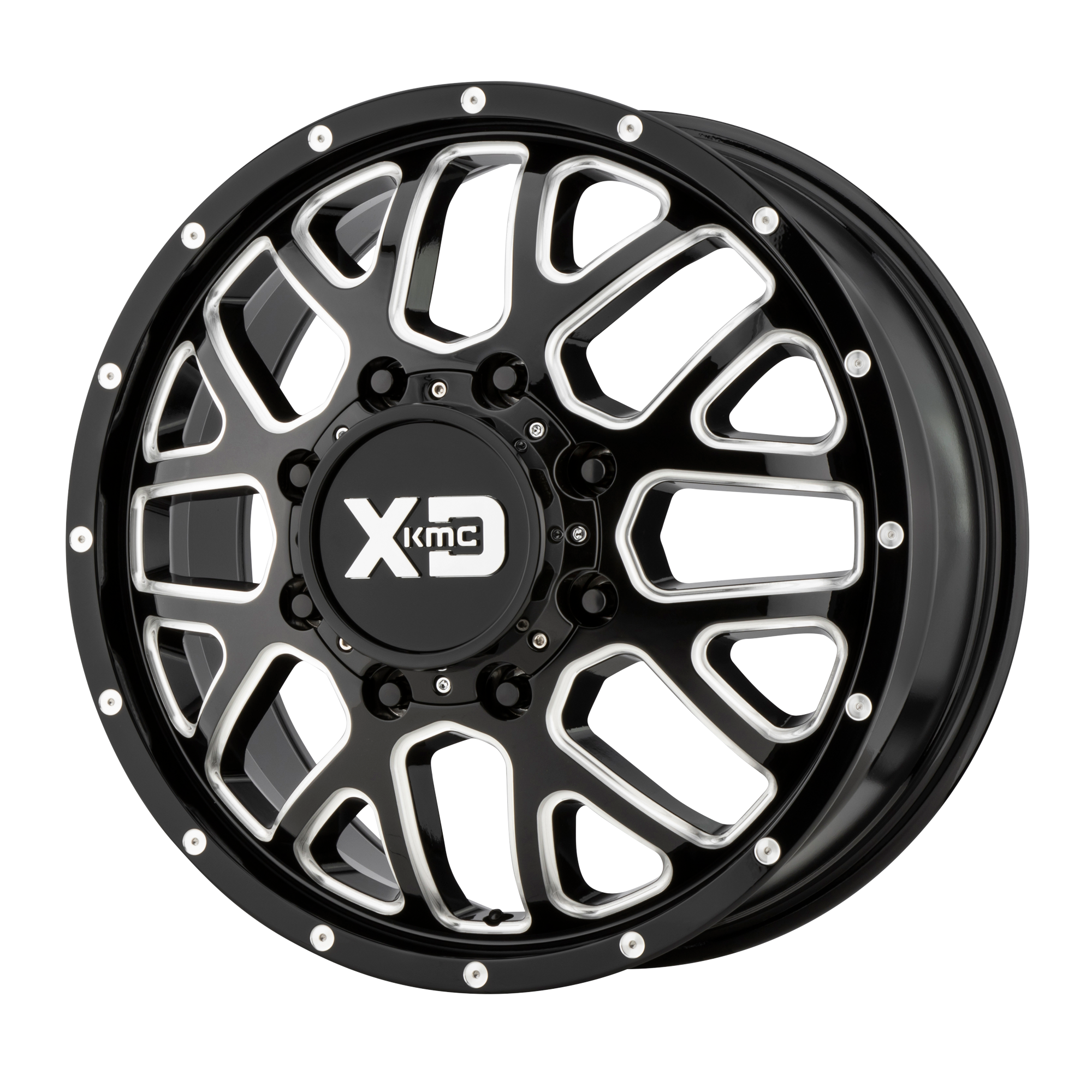 XD XD843 GRENADE DUALLY 17x6.5 111 8x210/8x8.3 Gloss Black Milled - Front