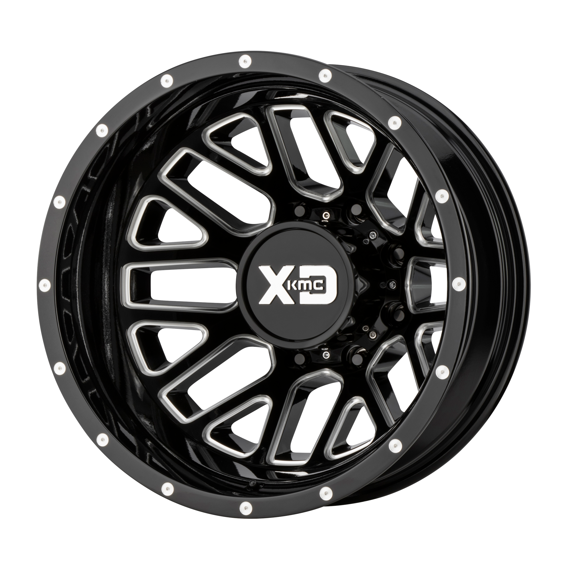 XD XD843 GRENADE DUALLY 17x6.5 -155 8x165.1/8x6.5 Gloss Black Milled - Rear