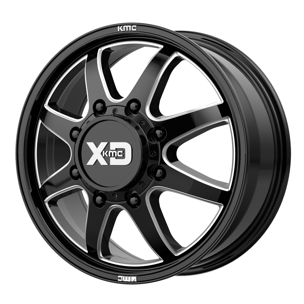 XD XD845 PIKE DUALLY 22x8.25 105 8x200/8x7.9 Gloss Black Milled - Front