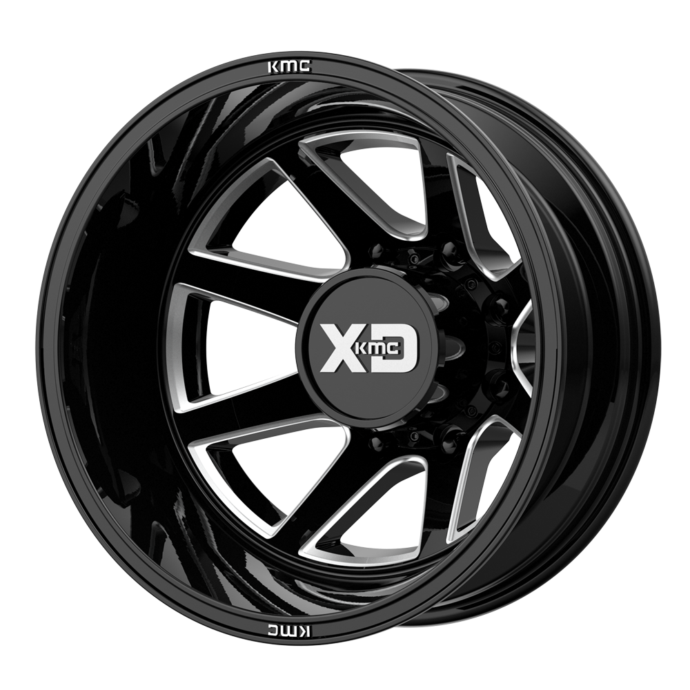 XD XD845 PIKE DUALLY 22X8.25 -215 8X165.1/8X6.5 Gloss Black Milled - Rear