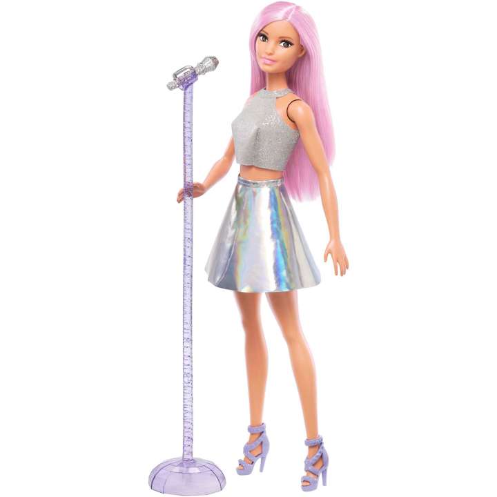 Barbie Careers Pop Star Doll, Long Pink Hair With Iridescent Skirt