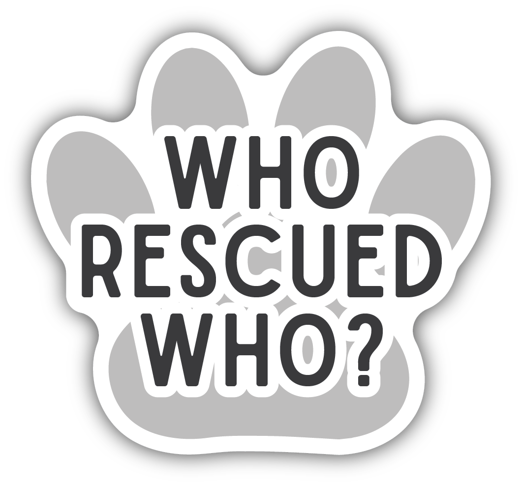 Who Rescued Who Pawprint Sticker