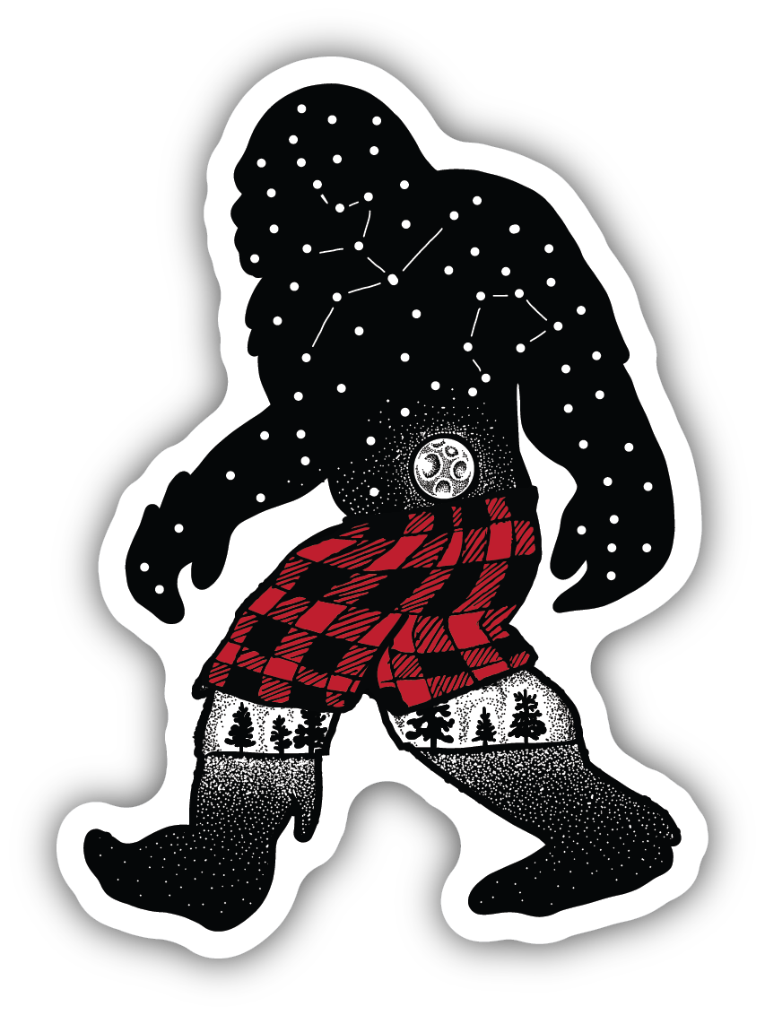 Sasquatch In Buffalo Check Large Sticker