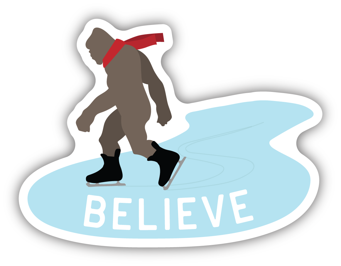 Skating Sasquatch Small Sticker