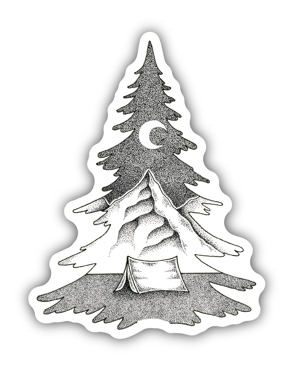 Tree Mountain Scene Sticker