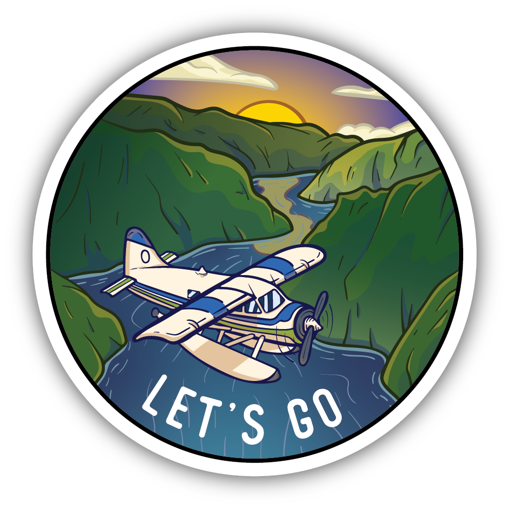 Let's Go Sea Plane Sticker