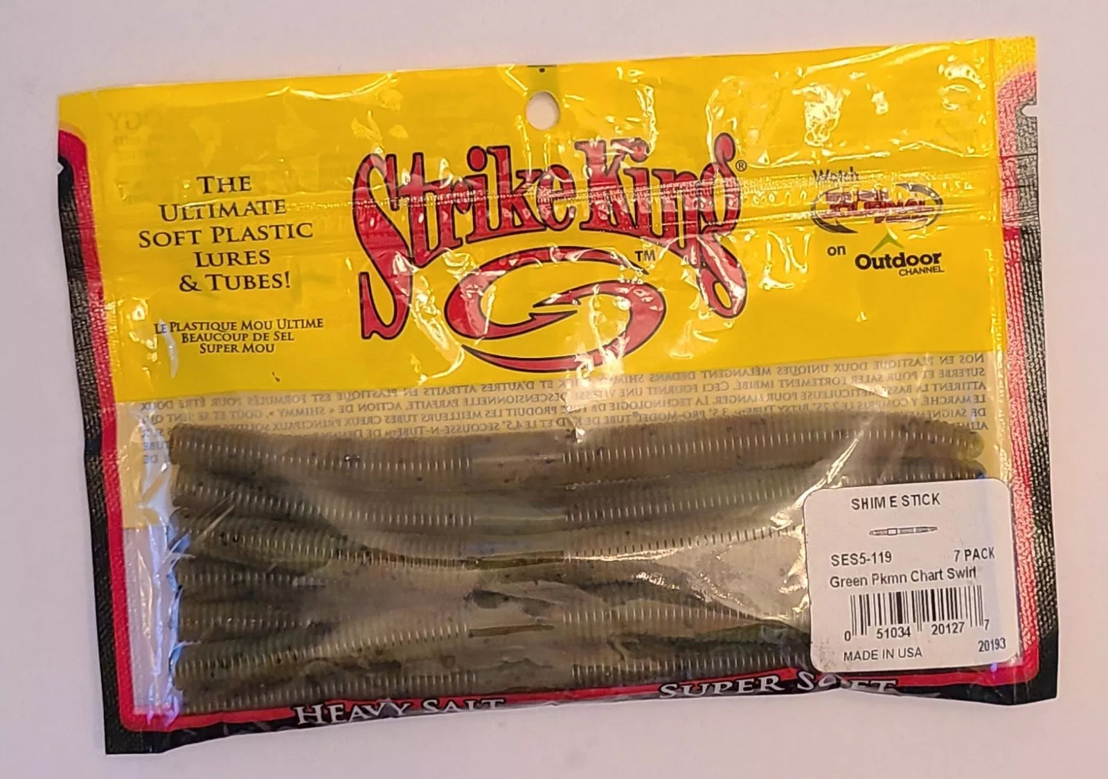 Strike King Shim-E-Stick 5" Green Pumpkin Chartreuse Swirl