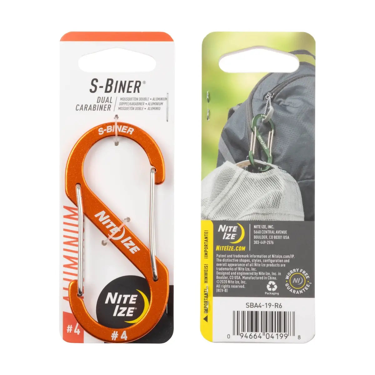 S-Biner® Aluminum Dual Carabiner #4 (Orange)