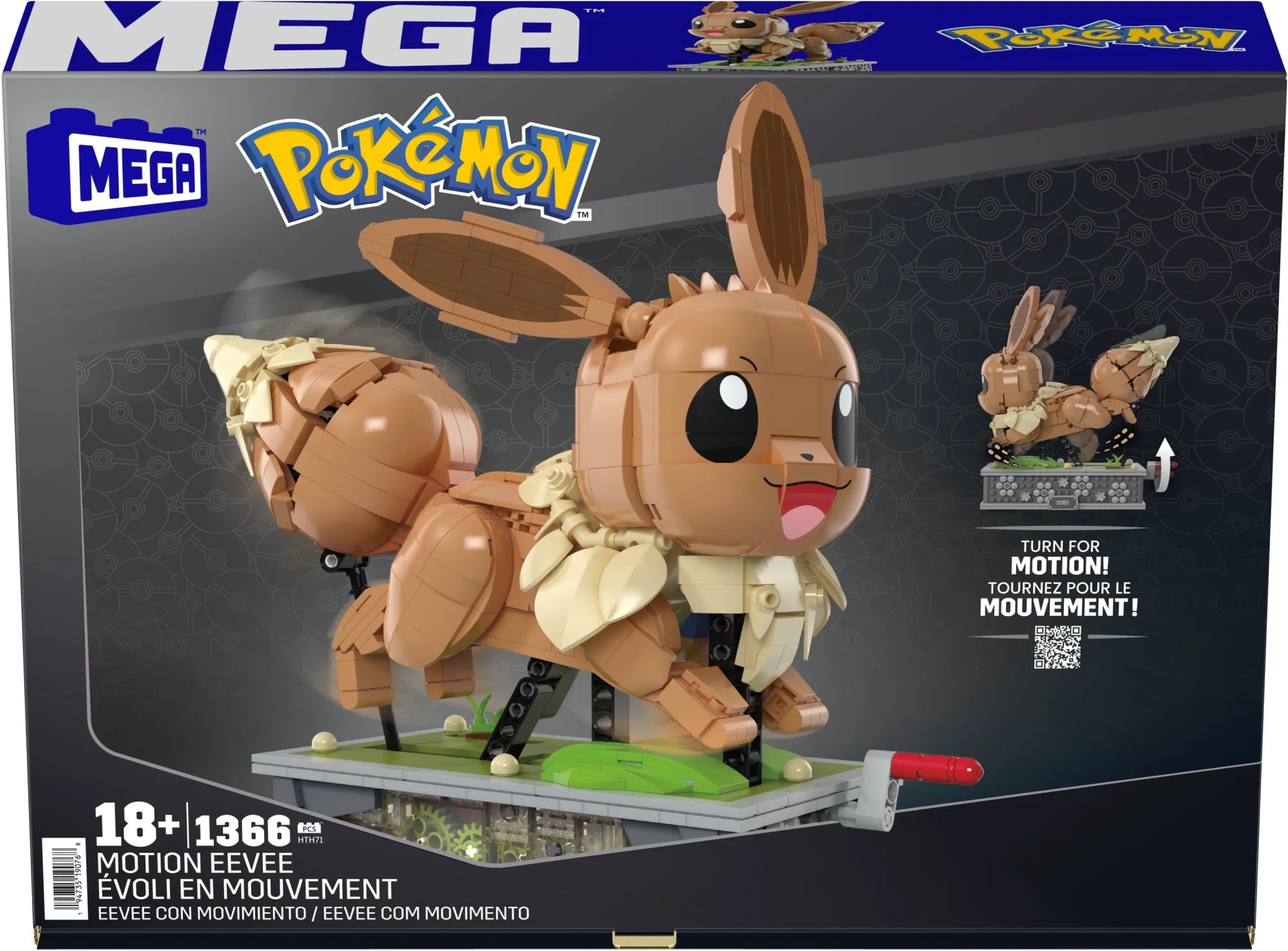 MEGA Pokémon Motion Eevee Building Toy Kit (1366 Pieces) For Collectors